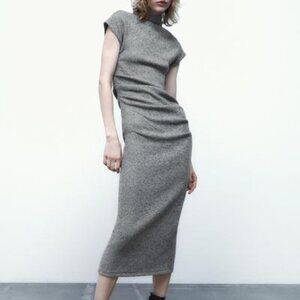 SOFT DRESS WITH RUCHING GRAY MARL 0/1058/151/803/02